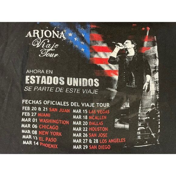 Arjona Viaje Tour Graphic T-shirt Men XL Black Short Sleeve Music - Picture 4 of 6